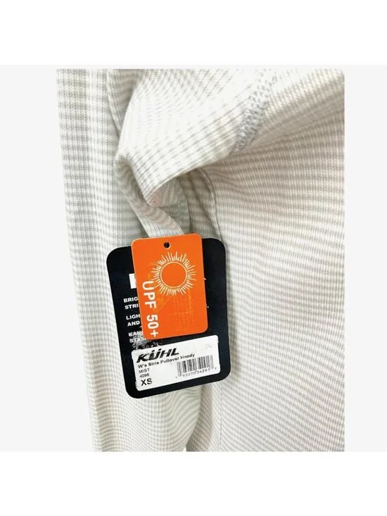 NWT Kuhl Stria Pullover Hoodie Womens XS Gray Lightweight Stripe UPF 50+ Sun - Picture 5 of 13